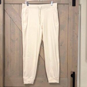 Yogalicious Womens Joggers zip pockets EUC Sz L Cream